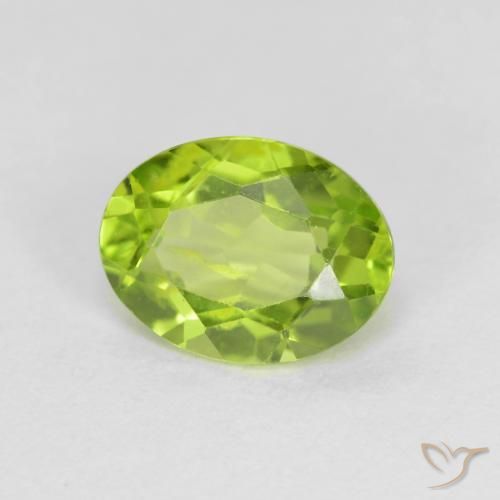 1.45 ct Green Peridot Stone, Natural Peridot in Oval Facet Shape for Sale