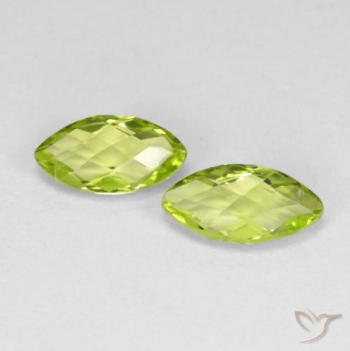 1.34 ctw Green Peridot Stones, Natural Peridot in Marquise Checkerboard (double sided) Shape for Sale