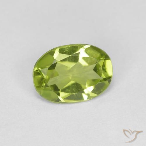 0.70 ct Green Peridot Stone, Natural Peridot in Oval Facet Shape for Sale