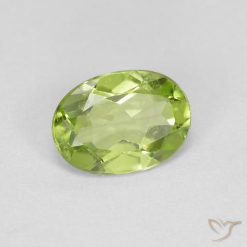 0.82 ct Green Peridot Stone, Natural Peridot in Oval Facet Shape for Sale