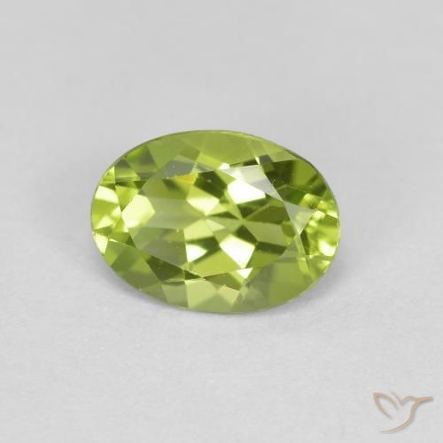 0.86 ct Green Peridot Stone, Natural Peridot in Oval Facet Shape for Sale