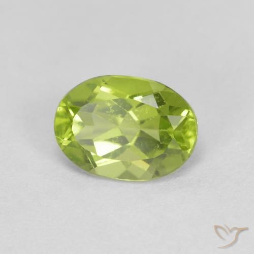 0.98 ct Green Peridot Stone, Natural Peridot in Oval Facet Shape for Sale
