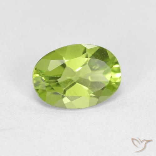 0.88 ct Green Peridot Stone, Natural Peridot in Oval Facet Shape for Sale