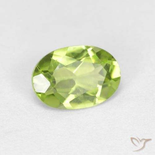 0.83 ct Green Peridot Stone, Natural Peridot in Oval Facet Shape for Sale