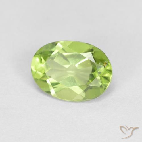 0.89 ct Green Peridot Stone, Natural Peridot in Oval Facet Shape for Sale