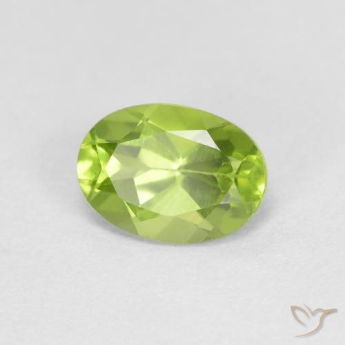 0.91 ct Green Peridot Stone, Natural Peridot in Oval Facet Shape for Sale