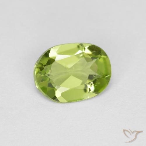 0.71 ct Green Peridot Stone, Natural Peridot in Oval Facet Shape for Sale