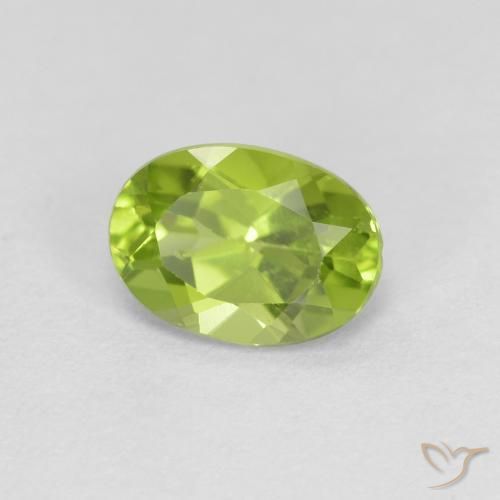 0.90 ct Green Peridot Stone, Natural Peridot in Oval Facet Shape for Sale