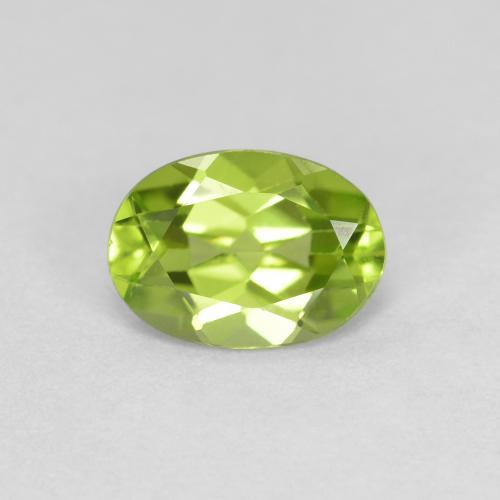 0.81ct Oval Lively Green Peridot from China, Dimension 7 x 5mm, Natural untreated Gemstone, VS Clarity, 1pc Oval Facet Peridot, Mohs Hardness of 6.5 - 7 suitable for daily wear jewelry, Photo A
