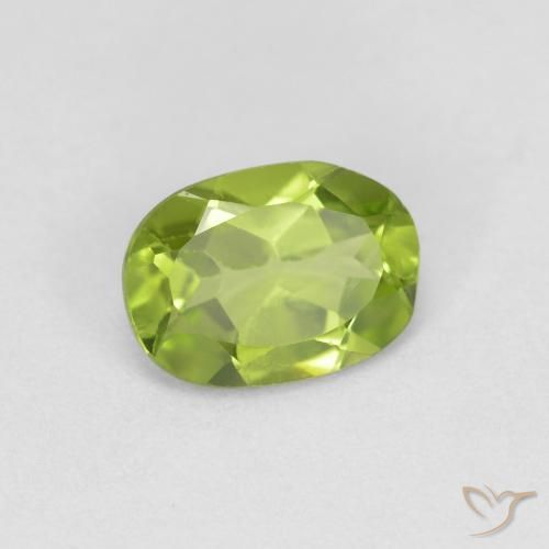 0.80 ct Green Peridot Stone, Natural Peridot in Oval Facet Shape for Sale