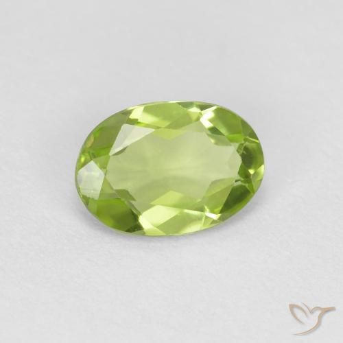 0.75 ct Green Peridot Stone, Natural Peridot in Oval Facet Shape for Sale