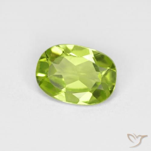 0.80 ct Green Peridot Stone, Natural Peridot in Oval Facet Shape for Sale