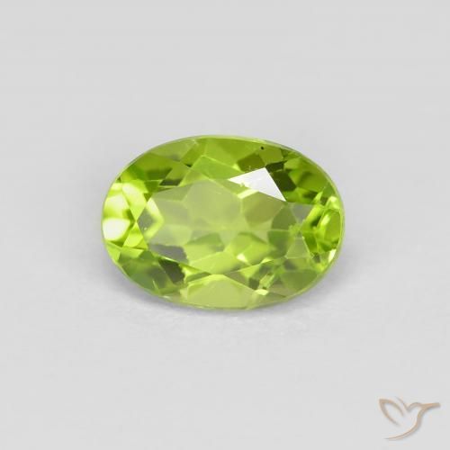 1.08 ct Green Peridot Stone, Natural Peridot in Oval Facet Shape for Sale