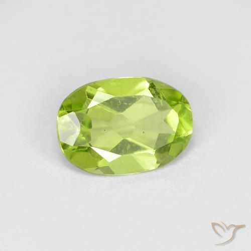 0.76 ct Green Peridot Stone, Natural Peridot in Oval Facet Shape for Sale
