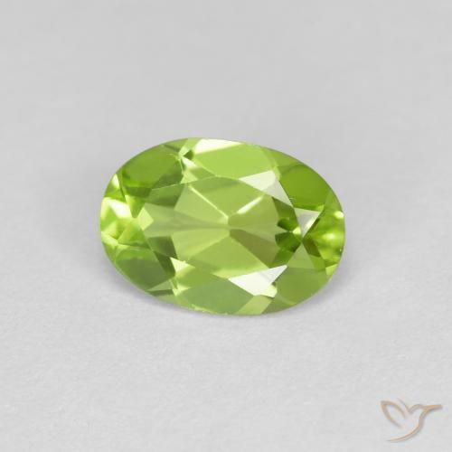0.81 ct Green Peridot Stone, Natural Peridot in Oval Facet Shape for Sale