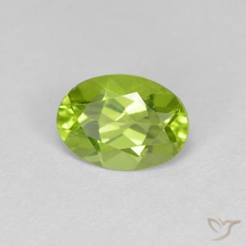 0.82 ct Green Peridot Stone, Natural Peridot in Oval Facet Shape for Sale