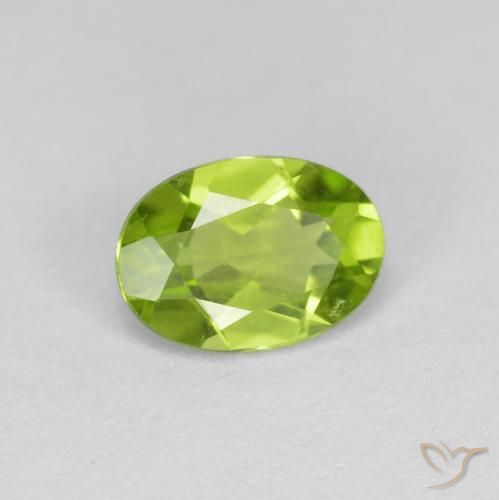 0.91 ct Green Peridot Stone, Natural Peridot in Oval Facet Shape for Sale