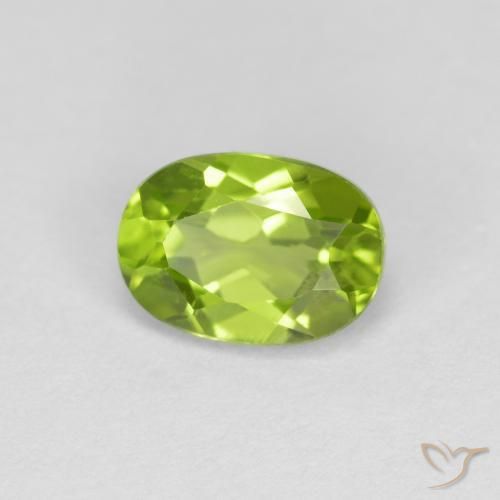 1.01 ct Green Peridot Stone, Natural Peridot in Oval Facet Shape for Sale