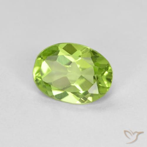 0.80 ct Green Peridot Stone, Natural Peridot in Oval Facet Shape for Sale