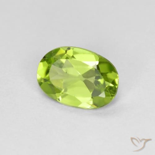 0.70 ct Green Peridot Stone, Natural Peridot in Oval Facet Shape for Sale