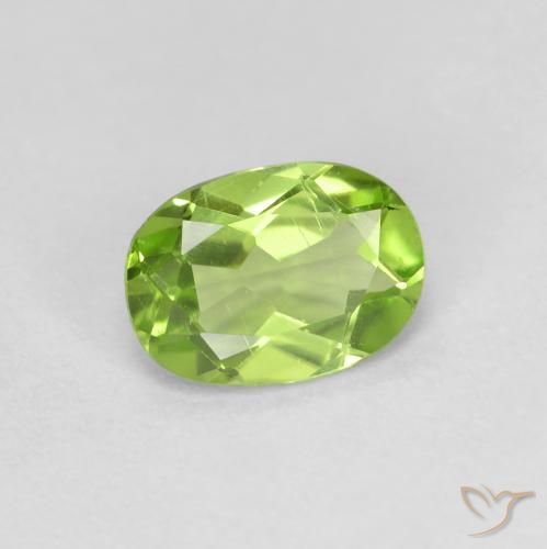 0.78 ct Green Peridot Stone, Natural Peridot in Oval Facet Shape for Sale
