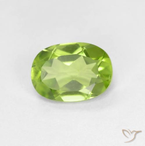 0.89 ct Green Peridot Stone, Natural Peridot in Oval Facet Shape for Sale