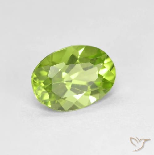 0.82 ct Green Peridot Stone, Natural Peridot in Oval Facet Shape for Sale