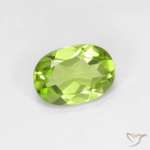 0.85 ct Green Peridot Stone, Natural Peridot in Oval Facet Shape for Sale