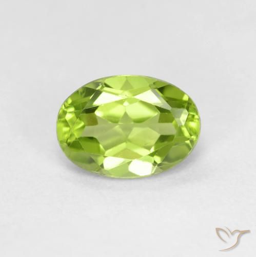 0.93 ct Green Peridot Gemstone, Peridot Gem in Oval Facet Shape for Sale.
