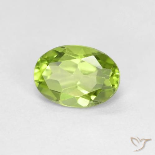 0.93 ct Green Peridot Stone, Natural Peridot in Oval Facet Shape for Sale