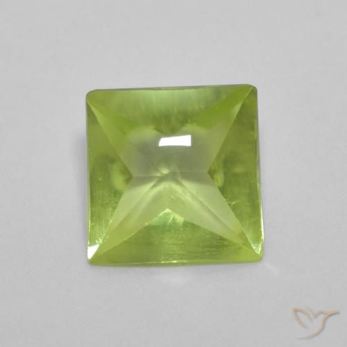 0.93 ct Green Peridot Stone, Natural Peridot in Square Buff-Top Shape for Sale