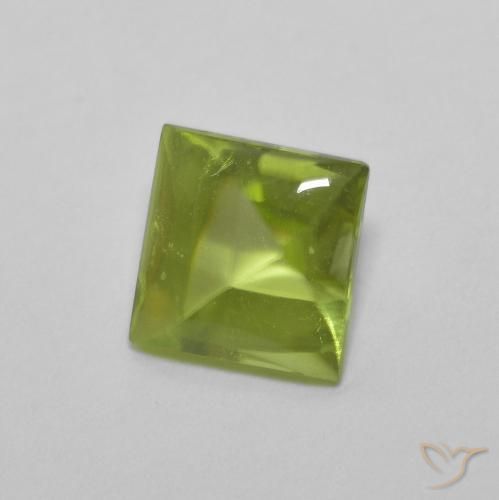 0.83 ct Green Peridot Stone, Natural Peridot in Square Buff-Top Shape for Sale