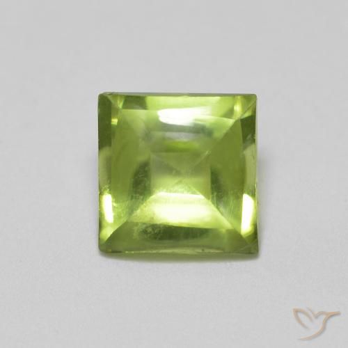 0.74ct Natural Medium Green Peridot, Square, Transparent