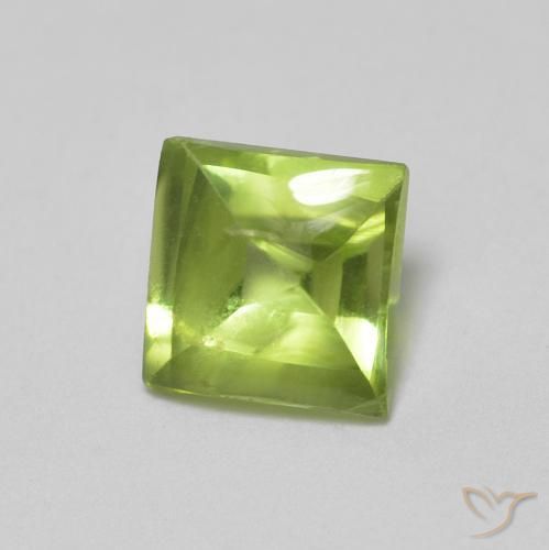 0.74 ct Green Peridot Stone, Natural Peridot in Square Buff-Top Shape for Sale