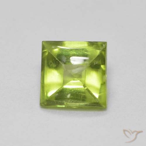0.77 ct Green Peridot Stone, Natural Peridot in Square Buff-Top Shape for Sale