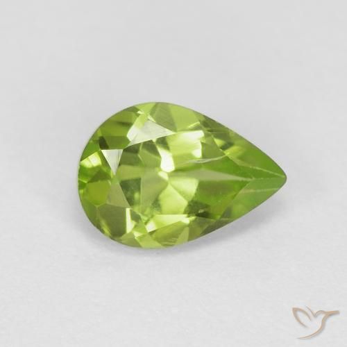 0.84ct Natural Lively Green Peridot, Pear Shape, VS