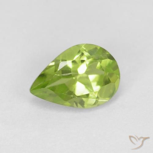 0.84 ct Green Peridot Stone, Natural Peridot in Pear Facet Shape for Sale