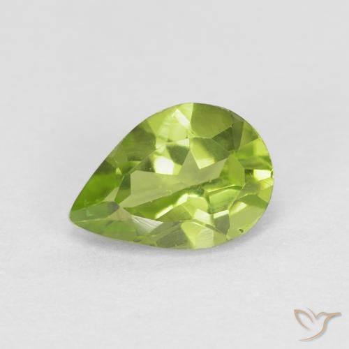 0.78ct Natural Medium Green Peridot, Pear Shape, VS