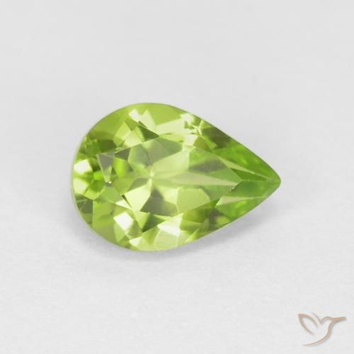 0.87 ct Green Peridot Stone, Natural Peridot in Pear Facet Shape for Sale