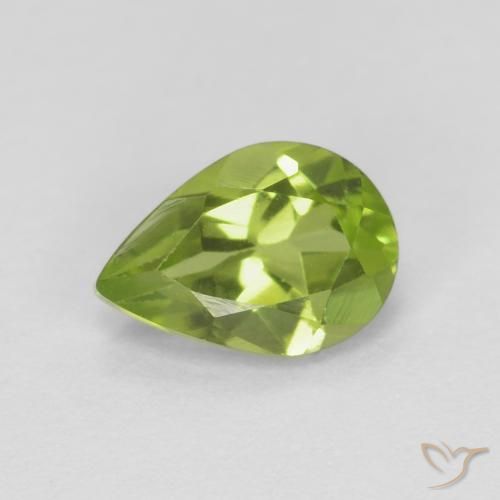 0.85ct Natural Lively Green Peridot, Pear Shape, VS