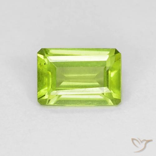 1.05ct Natural Yellowish Green Peridot, Emerald Cut, VS
