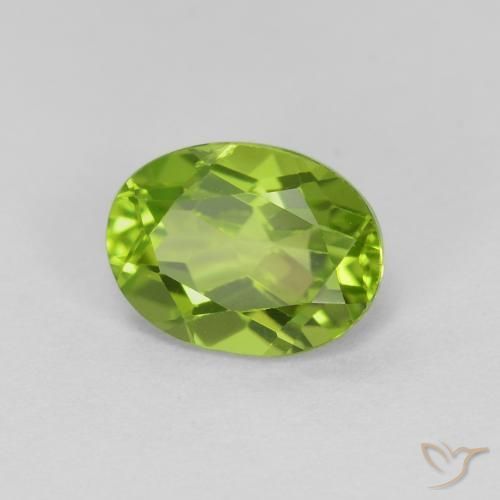 1.41 ct Green Peridot Stone, Natural Peridot in Oval Facet Shape for Sale