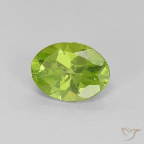 1.16 ct Green Peridot Stone, Natural Peridot in Oval Facet Shape for Sale