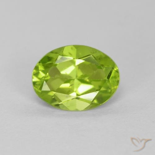 1.27 ct Green Peridot Gemstone, Peridot Gem in Oval Facet Shape for Sale.