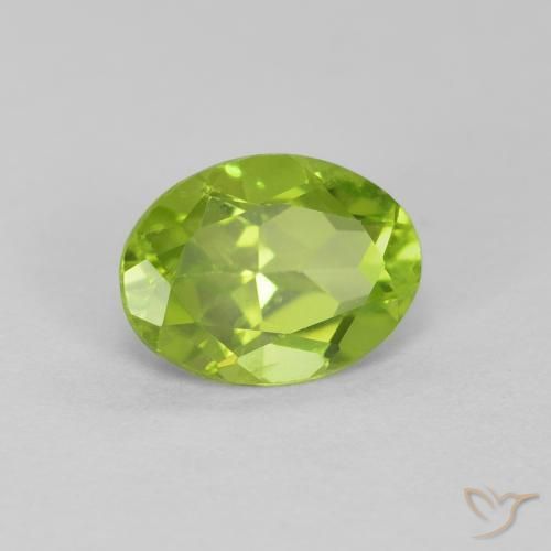 1.27 ct Green Peridot Stone, Natural Peridot in Oval Facet Shape for Sale