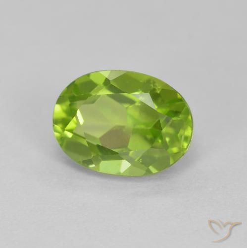 1.56 ct Green Peridot Stone, Natural Peridot in Oval Facet Shape for Sale