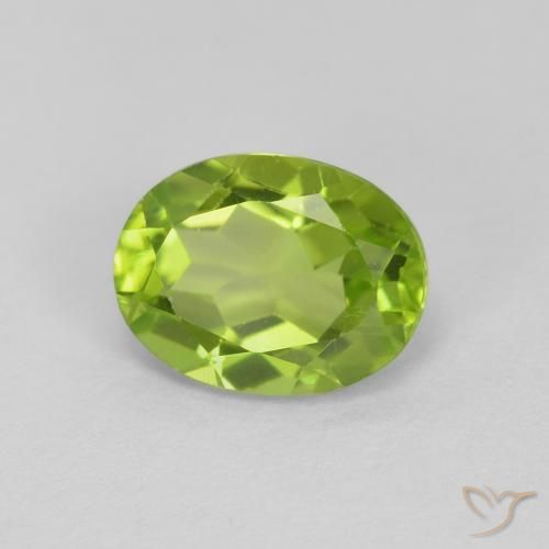 1.49 ct Green Peridot Stone, Natural Peridot in Oval Facet Shape for Sale