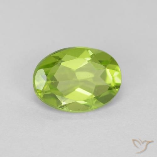 1.31 ct Green Peridot Stone, Natural Peridot in Oval Facet Shape for Sale