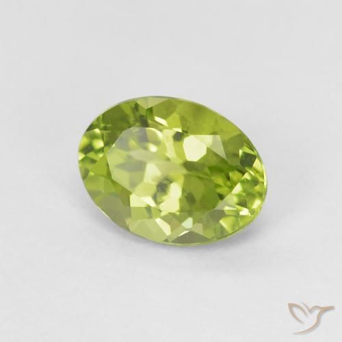 1.27 ct Green Peridot Stone, Natural Peridot in Oval Facet Shape for Sale