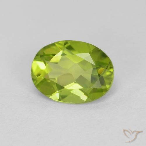 1.26 ct Green Peridot Stone, Natural Peridot in Oval Facet Shape for Sale